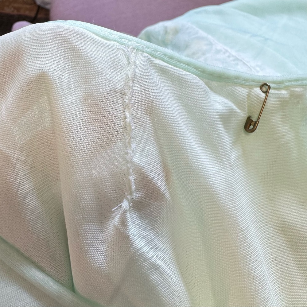 Vintage 50s Peignoir Set Mint Green Nighty Robe Lace Sheer Retro Small Medium - Picture 13 of 16